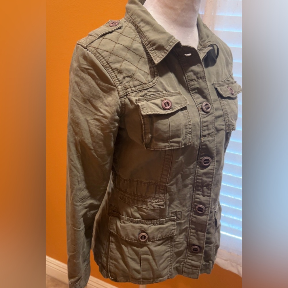 Eddie Bauer | Women’s Olive/Sage Green Utility Jacket Trench Coat Small - Picture 4 of 10
